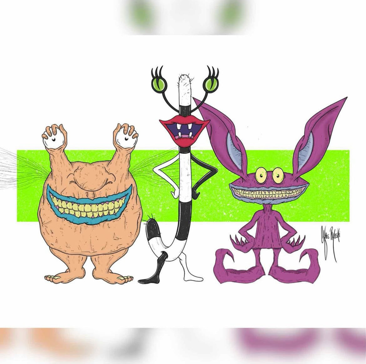 ahh real monsters art AHHH! Real Monsters Trio 11x17 print – Rybski Art